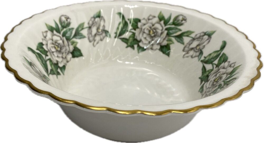 Vntg Syracuse China Gardenia 8-7/8" Round Vegetable Bowl Serving - Gold Trim